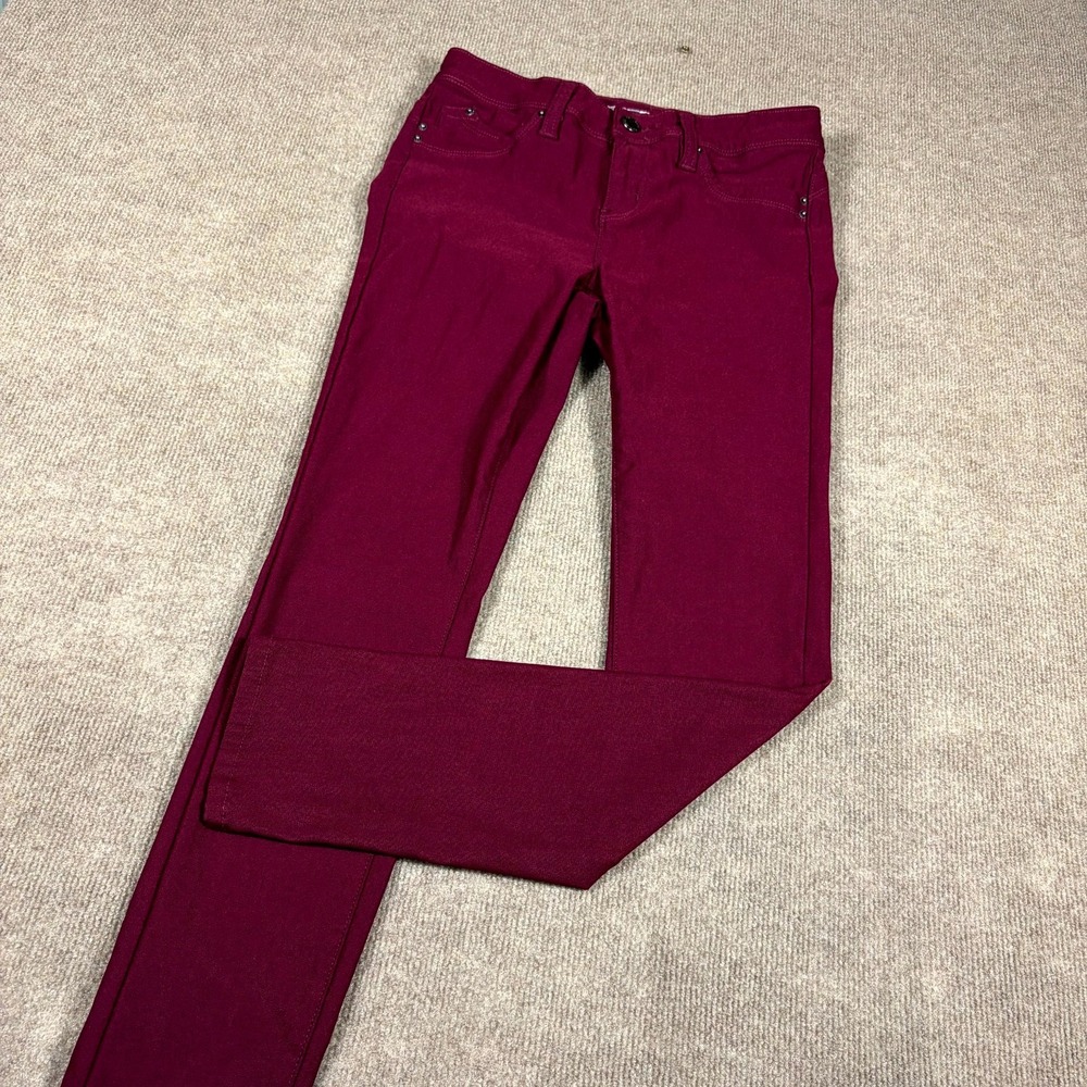 YMI WannaBettaButt Pants Womens Large Burgundy Hyper Twill Stretch Mid Rise